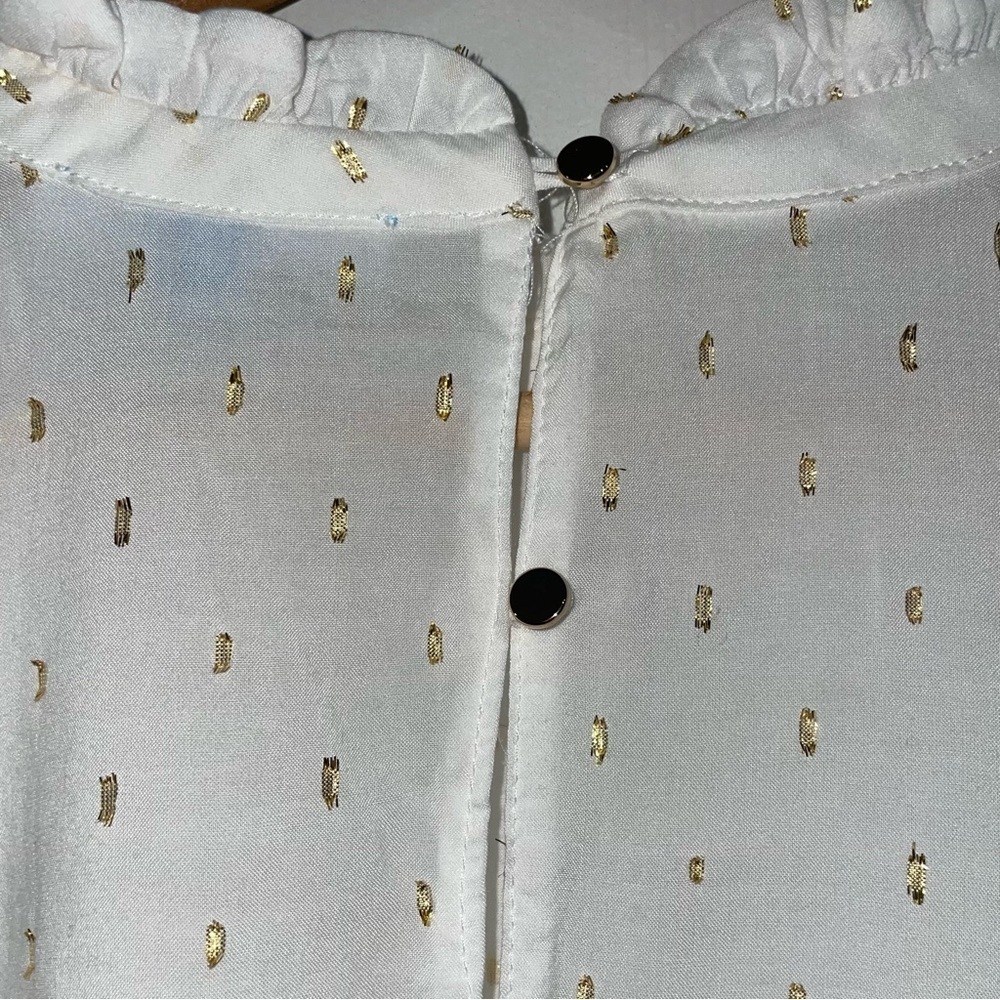NWOT Draper James White Blouse With Gold Accents Size Large - Picture 5 of 5